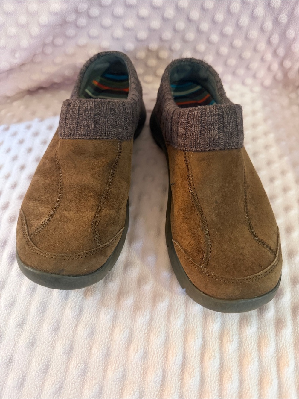 Dansko Slip-On Suede Clog with Knit Collar - Brown